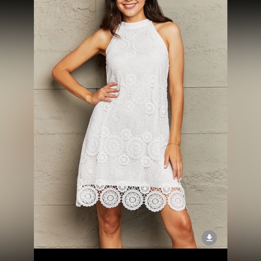 White Halter Sleeveless Mini Sundress